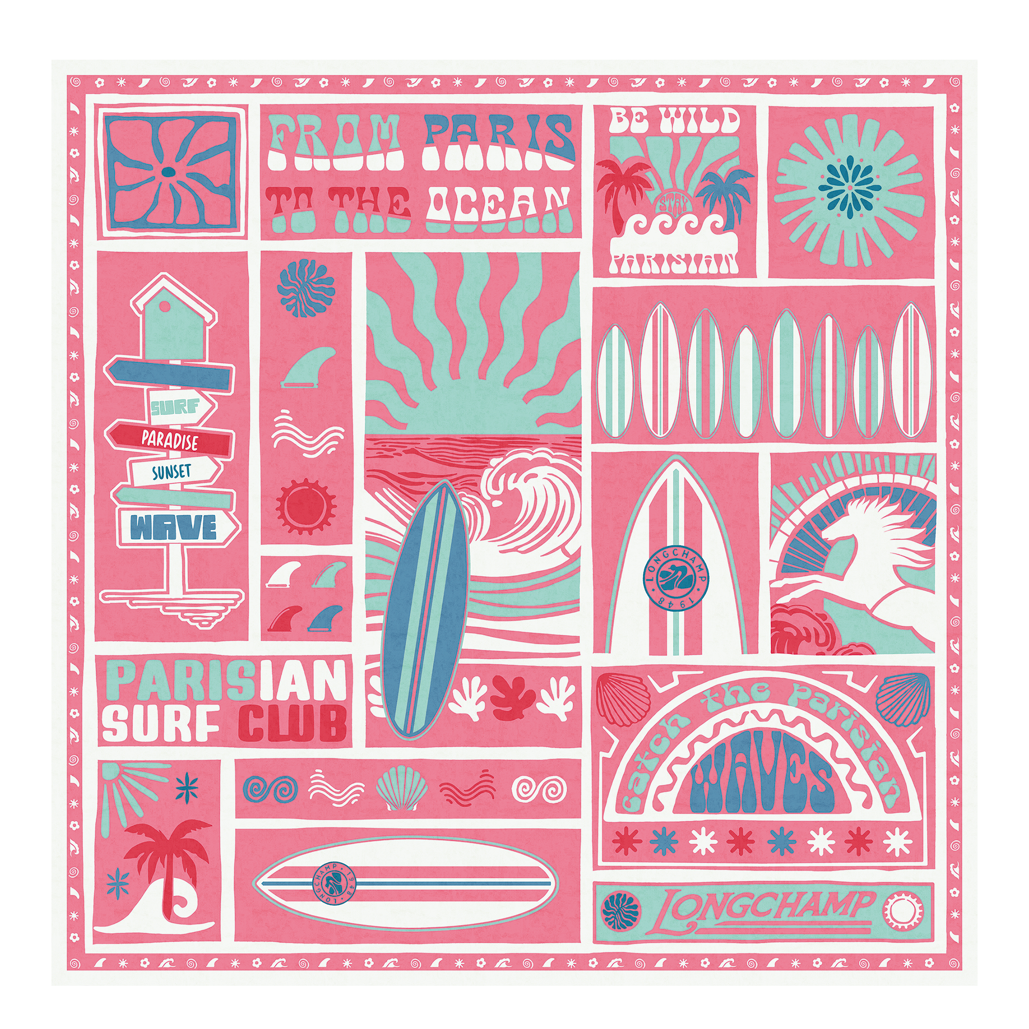 Parisian Surf Club Seidenschal 90